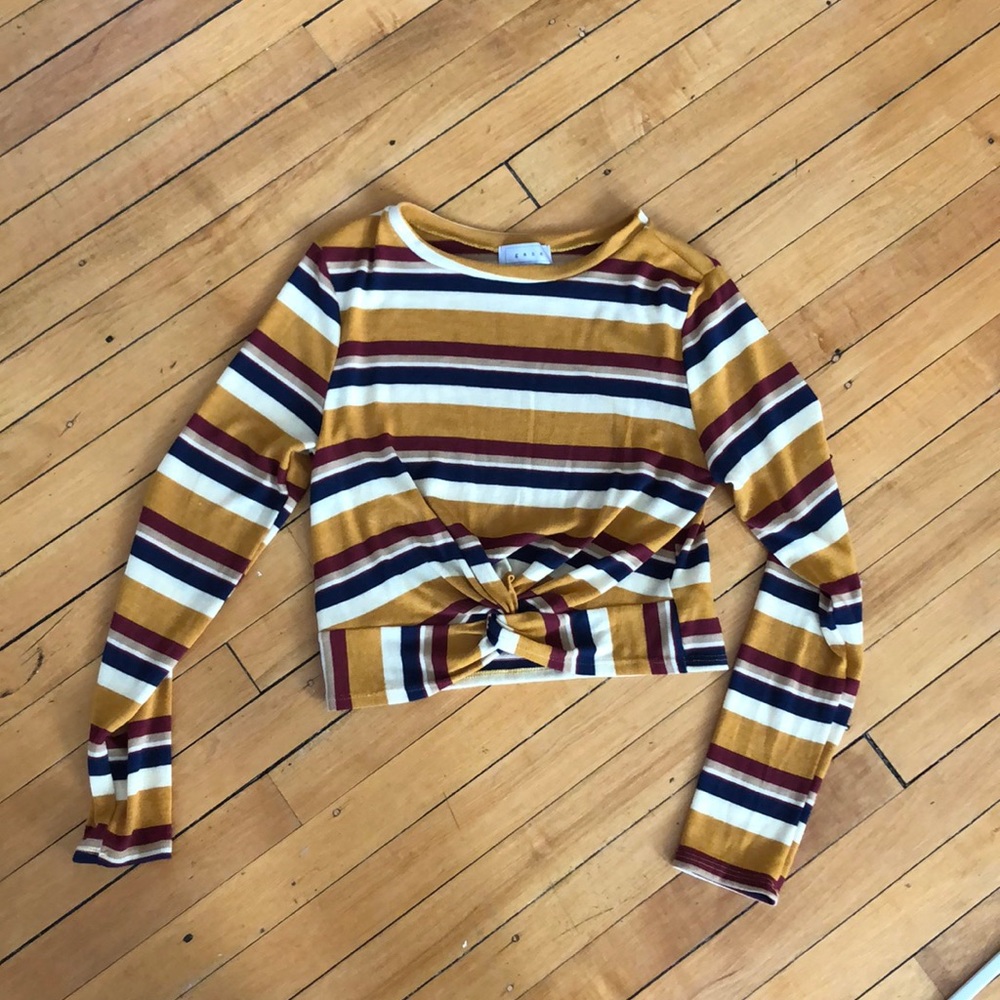 Striped long sleeve crop